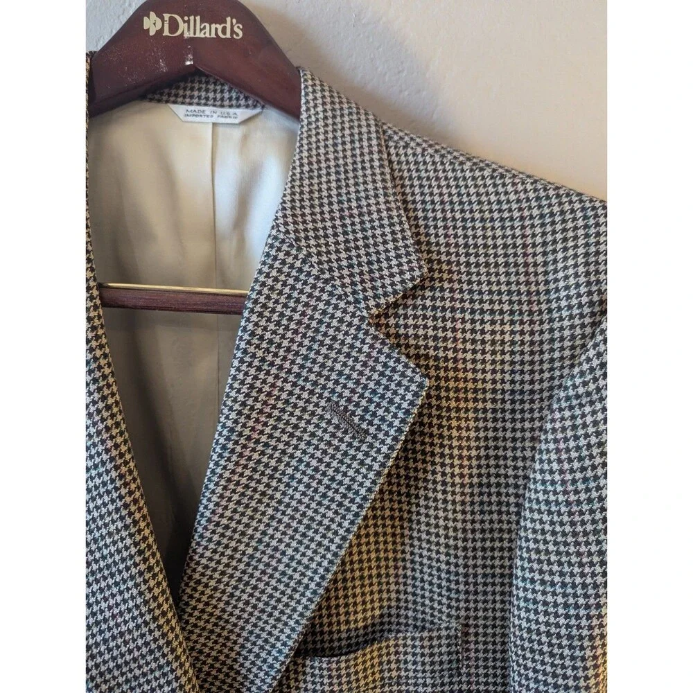 Vintage Polo University Club Ralph Lauren Mens Houndstooth Blazer Jacket Read
